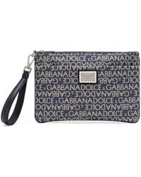 Dolce & Gabbana - Logo-plaque Jacquard-logo Clutch Bag - Lyst
