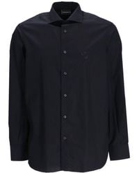 Emporio Armani - Camisa con botones y cuello italiano - Lyst