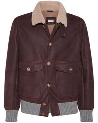 Brunello Cucinelli - Veste En Cuir À Col Lainé - Lyst