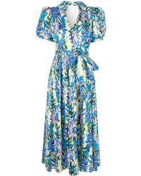 Badgley Mischka Floral Pattern Wrap Dress - Blauw