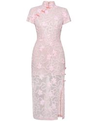 ANOUKI - Sequin-Embellished Floral-Appliqué Maxi Dress - Lyst
