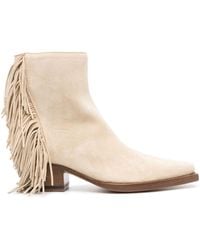 Buttero - Fringed Suede Ankle Boots - Lyst