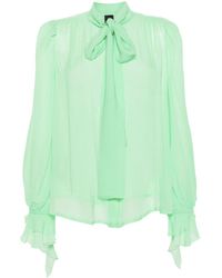 Pinko - Tied-neck Georgette-crepe Shirt - Lyst