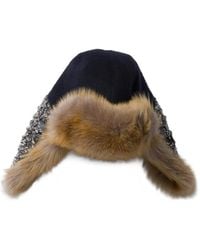 Miu Miu - Embroidered Wool And Shearling Hat - Lyst
