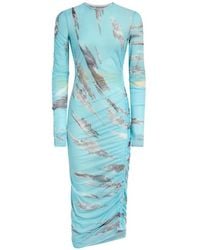 Moschino - Robe Mi-Longue Imprimée Archive Clouds À Fronces - Lyst