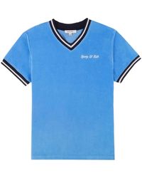 Sporty & Rich - Logo-Embroidered V-Neck T-Shirt - Lyst
