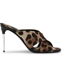 Dolce & Gabbana - Keira Mules Mit Leoparden-Print 85Mm - Lyst