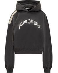 Palm Angels - Stripe-Detail Logo-Print Hoodie - Lyst