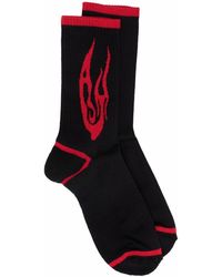 A BETTER MISTAKE Red Flame Ankle Socks - Black