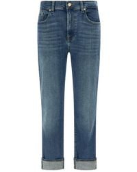 7 For All Mankind - Turn-Up Hem Jeans - Lyst