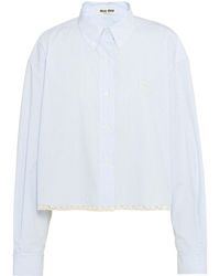 Miu Miu - Lace-trim Striped Cotton Shirt - Lyst