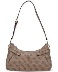 Guess - Yesba Logo-Pattern Padlock-Detail Shoulder Bag - Lyst