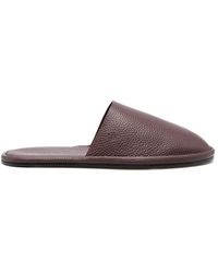 Victoria Beckham - Embossed-logo Leather Slippers - Lyst