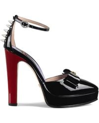 Gucci - Patent Leather Pump With Bow - Lyst