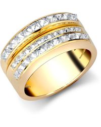 Pragnell - 18kt Yellow Gold Diamond Three Row Rockchic Ring - Lyst