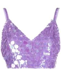 P.A.R.O.S.H. - V-Neck Sequin Embellished Crop Top - Lyst