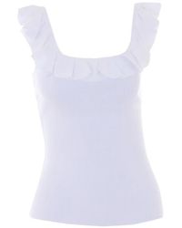 MICHAEL Michael Kors - Ruffled Ribbed Top - Lyst