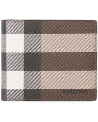 Burberry - Check And Leather Bifold Wallet - Lyst