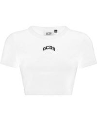 Gcds - Cropped T-Shirt With Embroidered Logo - Lyst