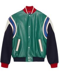 Gucci - Panelled Leather Bomber Jacket - Lyst