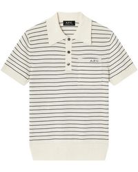 A.P.C. - Fitted Striped Ecru Polo - Lyst