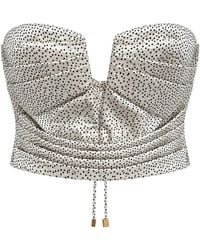 Elisabetta Franchi - Polka-Dot Lace-Up Top - Lyst