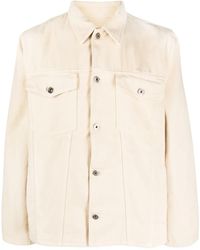 Off-White c/o Virgil Abloh - Light Classic Denim Jacket With Logo Detail And Belted Waist Tabs - Lyst