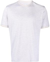 Eleventy - Striped-trim Giza-cotton T-shirt - Lyst