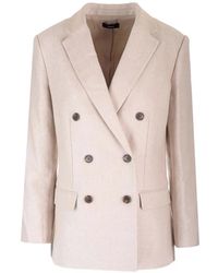 Theory - Double-Breasted Linen-Twill Blazer - Lyst