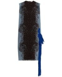 Ferragamo - Fringe-Detail Silk Midi Dress - Lyst