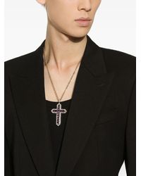 Dolce & Gabbana - Colgante Cross en oro amarillo y blanco de 18 ct con diamantes y amatista - Lyst