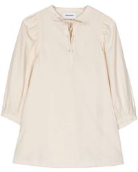 Yves Salomon - Tie-Neck Silk Seersucker Blouse - Lyst