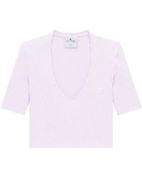 Courreges - リブニット Vネックトップ - Lyst
