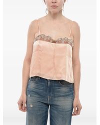 Bode - Lace-Trim Satin Top - Lyst