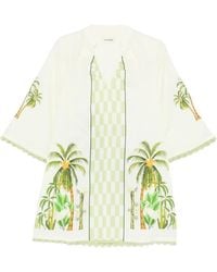 VERANDAH - Foliage-Print Scalloped-Trim Mini Dress - Lyst