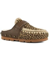 Mou - Winter Bio Studded-Leopard Mules - Lyst