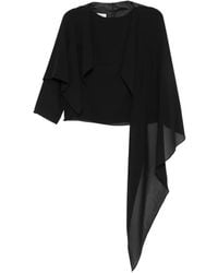 MM6 by Maison Margiela - Asymmetric Draped-Panel Blouse - Lyst