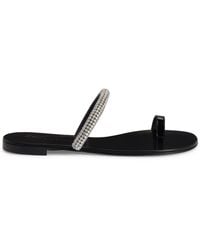 Giuseppe Zanotti - Galassia Rhinestone-Embellished Toe-Loop Flat Sandals - Lyst