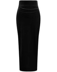 Alberta Ferretti - Ruched Velvet Midi Skirt - Lyst