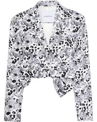 Pushbutton - Bow Printed Cropped Jacket - Lyst