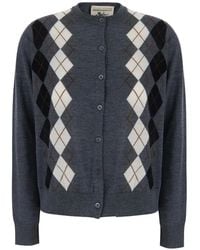 Semicouture - Diana Argyle-Pattern Virgin Wool Cardigan - Lyst