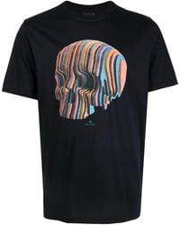 PS by Paul Smith Wooden Stripe Skull Organic Cotton T-shirt in 