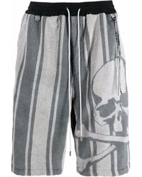 MASTERMIND WORLD - Striped Skull-Print Track Shorts - Lyst