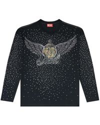 DIESEL - Rhinestone-Embellished Long-Sleeve T-Shirt - Lyst