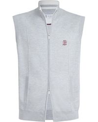 Brunello Cucinelli - Logo-Detail Zipped Vest - Lyst