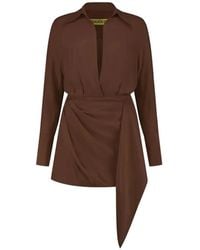 GAUGE81 - Gravia Draped Silk Midi Shirt Dress - Lyst