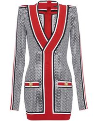 Balmain - Gestricktes Minikleid Mit V-Ausschnitt - Lyst