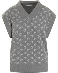 Marine Serre - Crescent-Print V-Neck Vest - Lyst