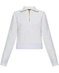 Balmain - Half-Zip Textured-Knit Sweater - Lyst