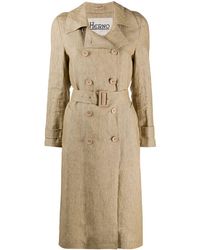 Herno Long Belted Trench Coat - Natural